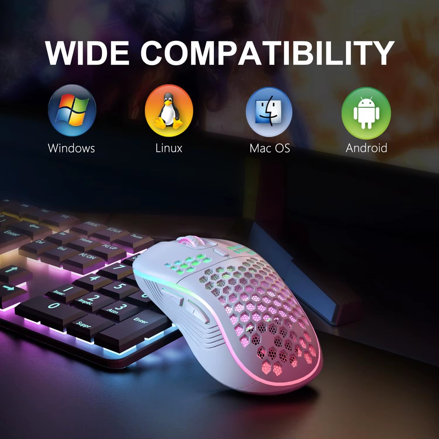 2.4G Wireless RGB Backlit Honeycomb Design Gaming Mouse