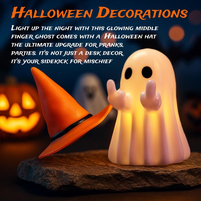 Glow in the Dark Middle Finger Scary Halloween Decor with Detachable Halloween Hat
