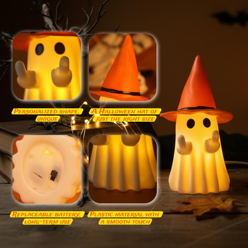 Glow in the Dark Middle Finger Scary Halloween Decor with Detachable Halloween Hat