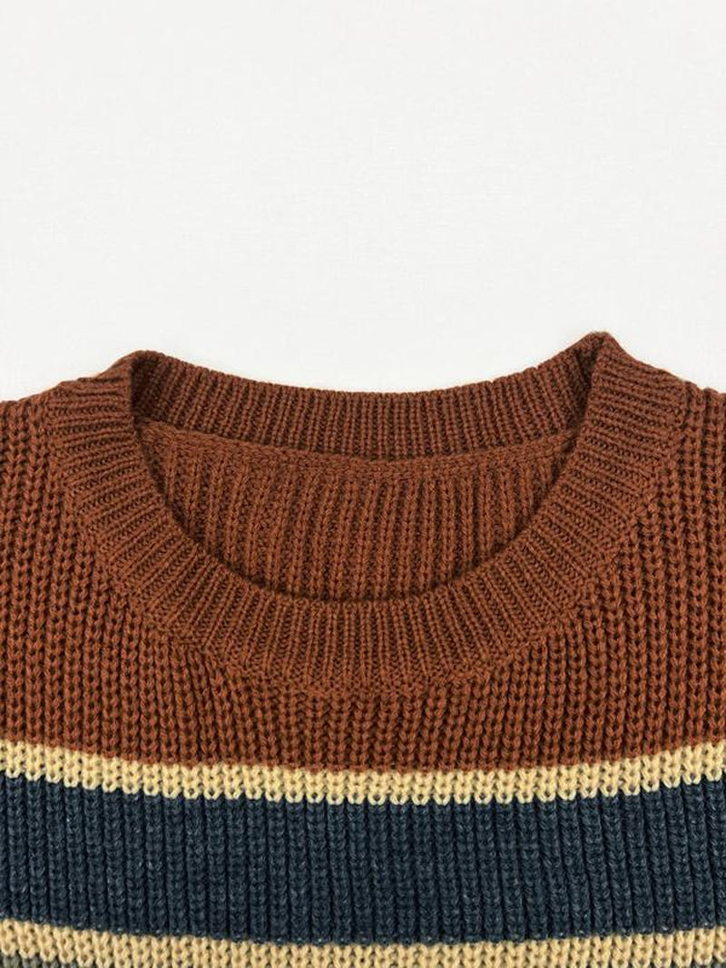 Women’s Color block Striped Knit Sweater – Casual Fall & Winter Top