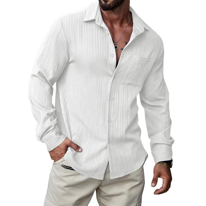JMIERR Men's Textured Long Sleeve Casual Hawaiian Beach Shirts