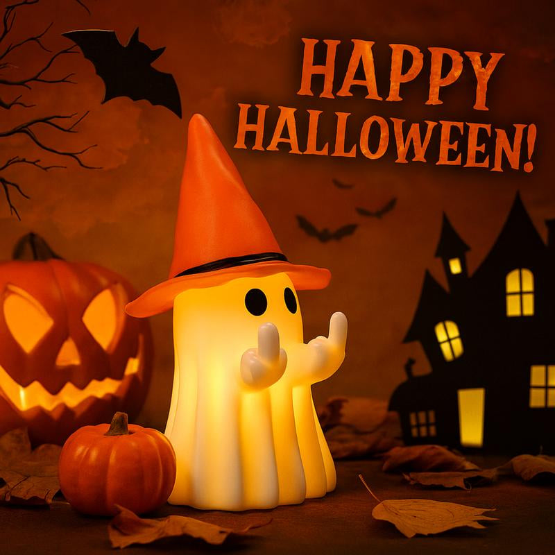 Glow in the Dark Middle Finger Scary Halloween Decor with Detachable Halloween Hat