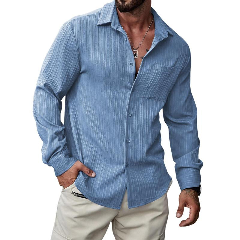 JMIERR Men's Textured Long Sleeve Casual Hawaiian Beach Shirts