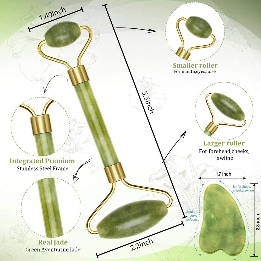 Jade Roller for Face , Eye, Neck, Body for Skin Tightening