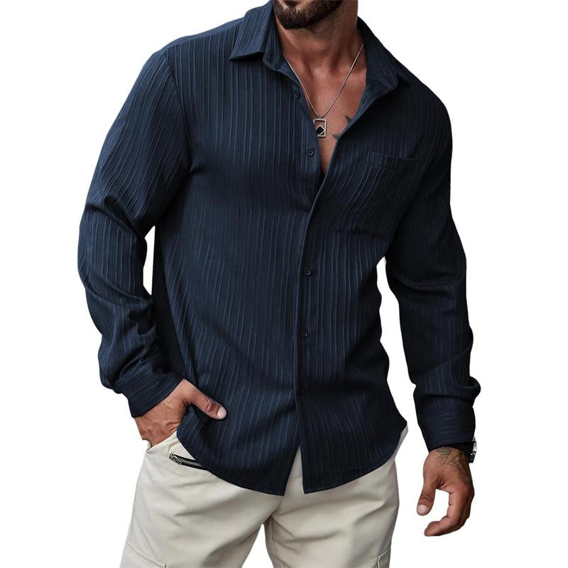 JMIERR Men's Textured Long Sleeve Casual Hawaiian Beach Shirts