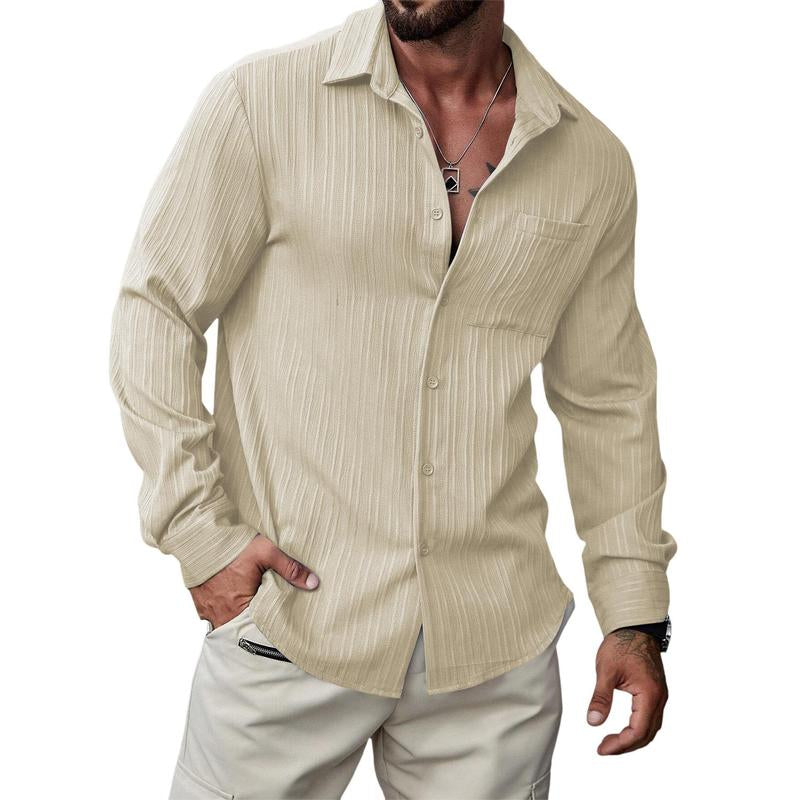 JMIERR Men's Textured Long Sleeve Casual Hawaiian Beach Shirts