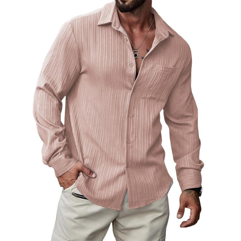 JMIERR Men's Textured Long Sleeve Casual Hawaiian Beach Shirts