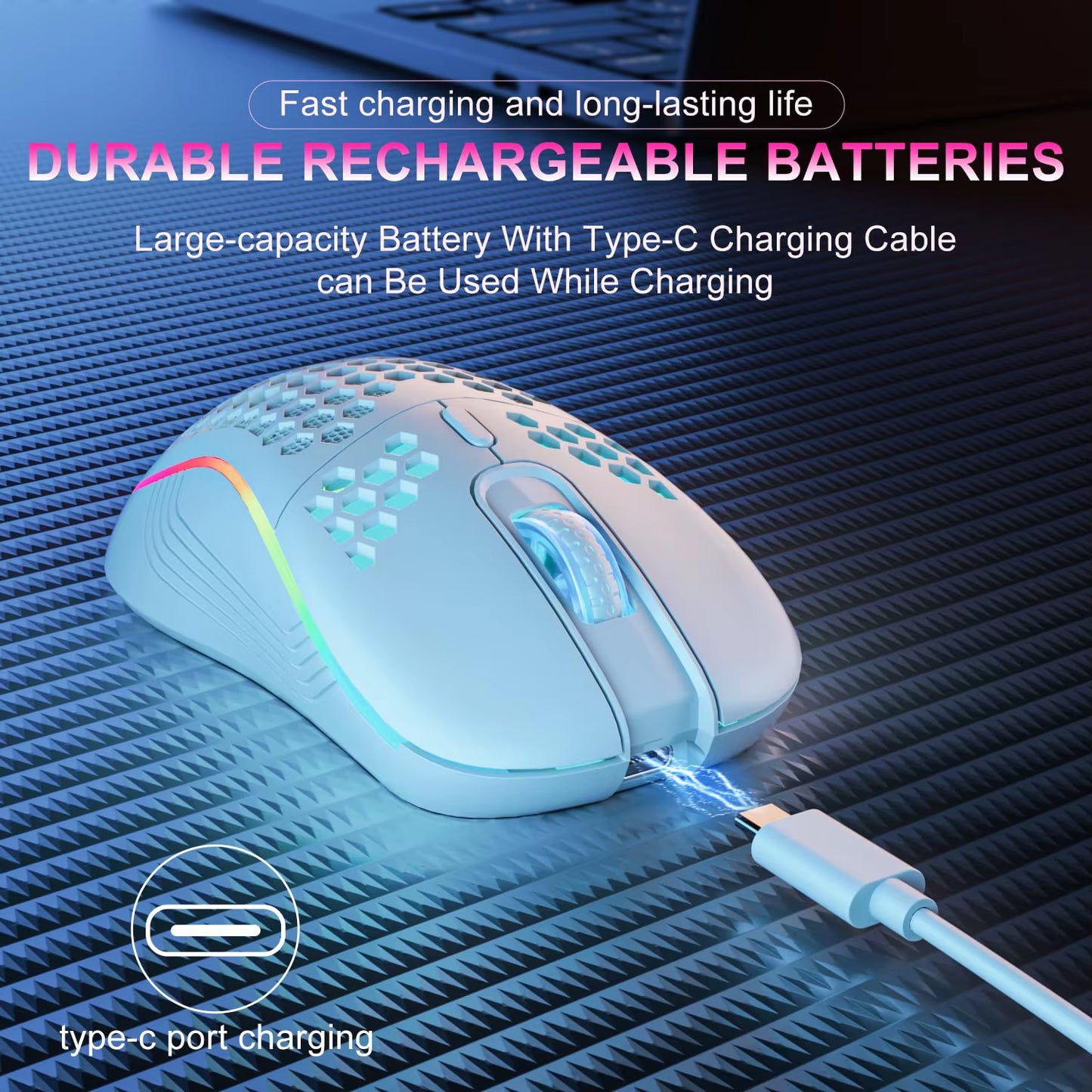 2.4G Wireless RGB Backlit Honeycomb Design Gaming Mouse