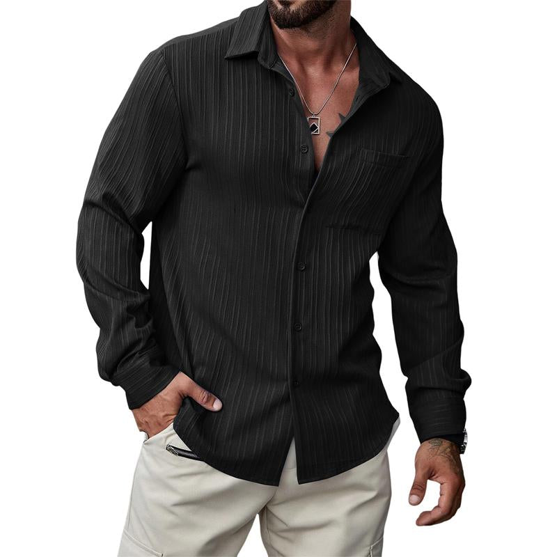 JMIERR Men's Textured Long Sleeve Casual Hawaiian Beach Shirts