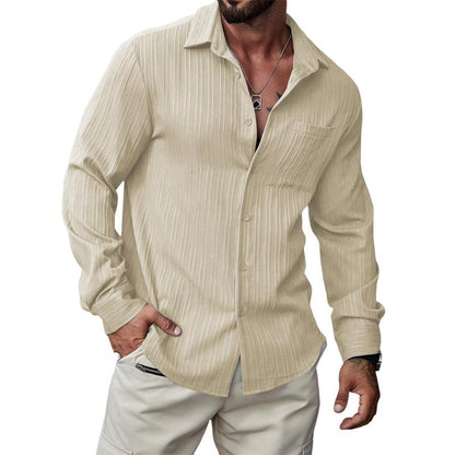 JMIERR Men's Textured Long Sleeve Casual Hawaiian Beach Shirts  