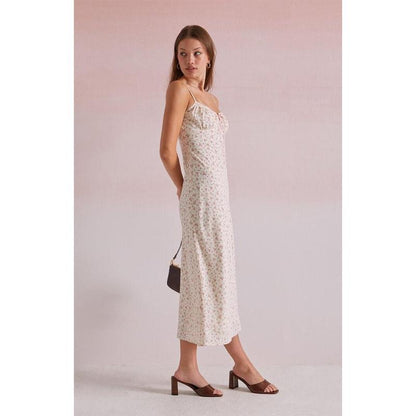 Beverly and Beck Women'S Daisy Floral Tie Front Midi Dress